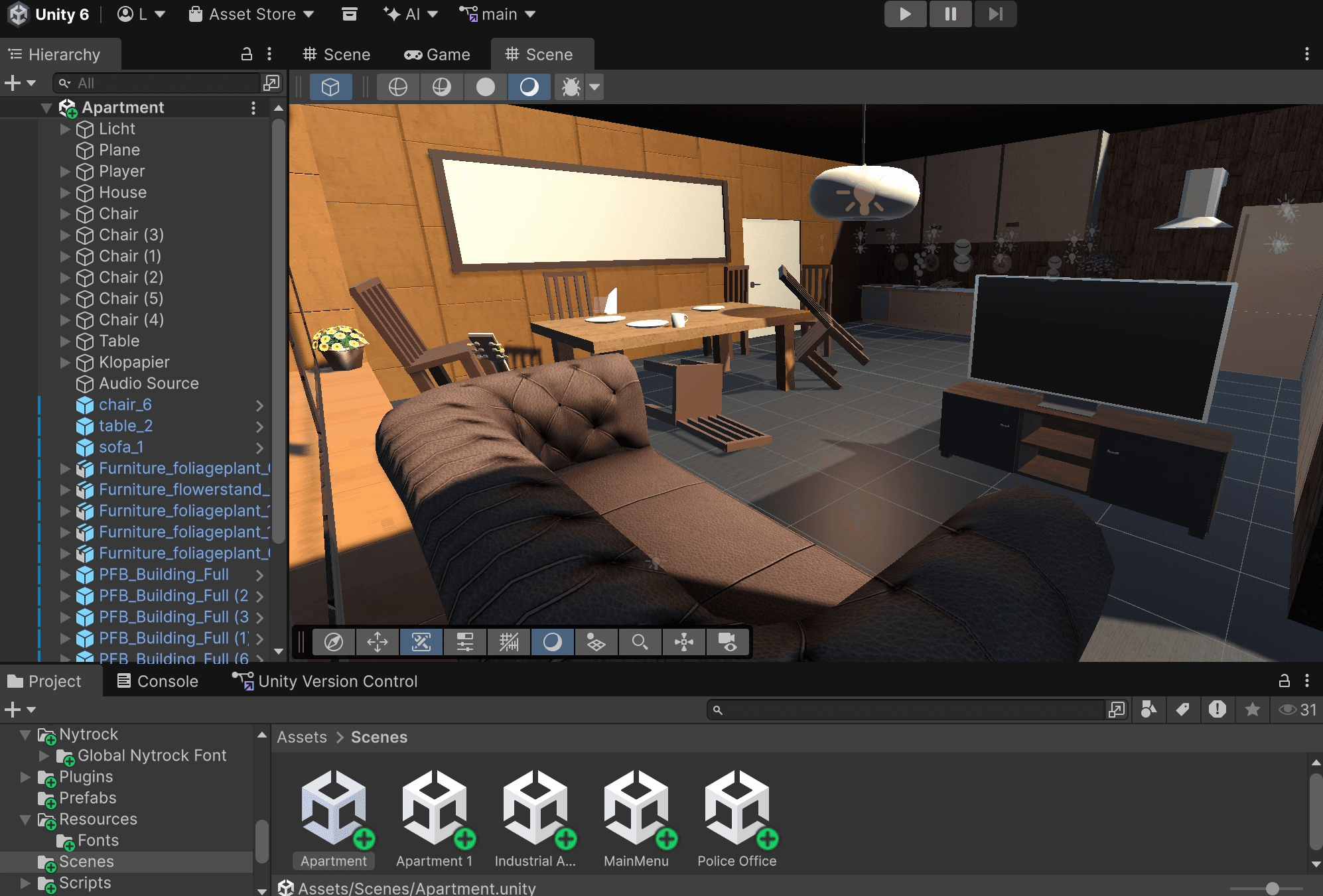 Casual Day — Apartment scene in the Unity Editor