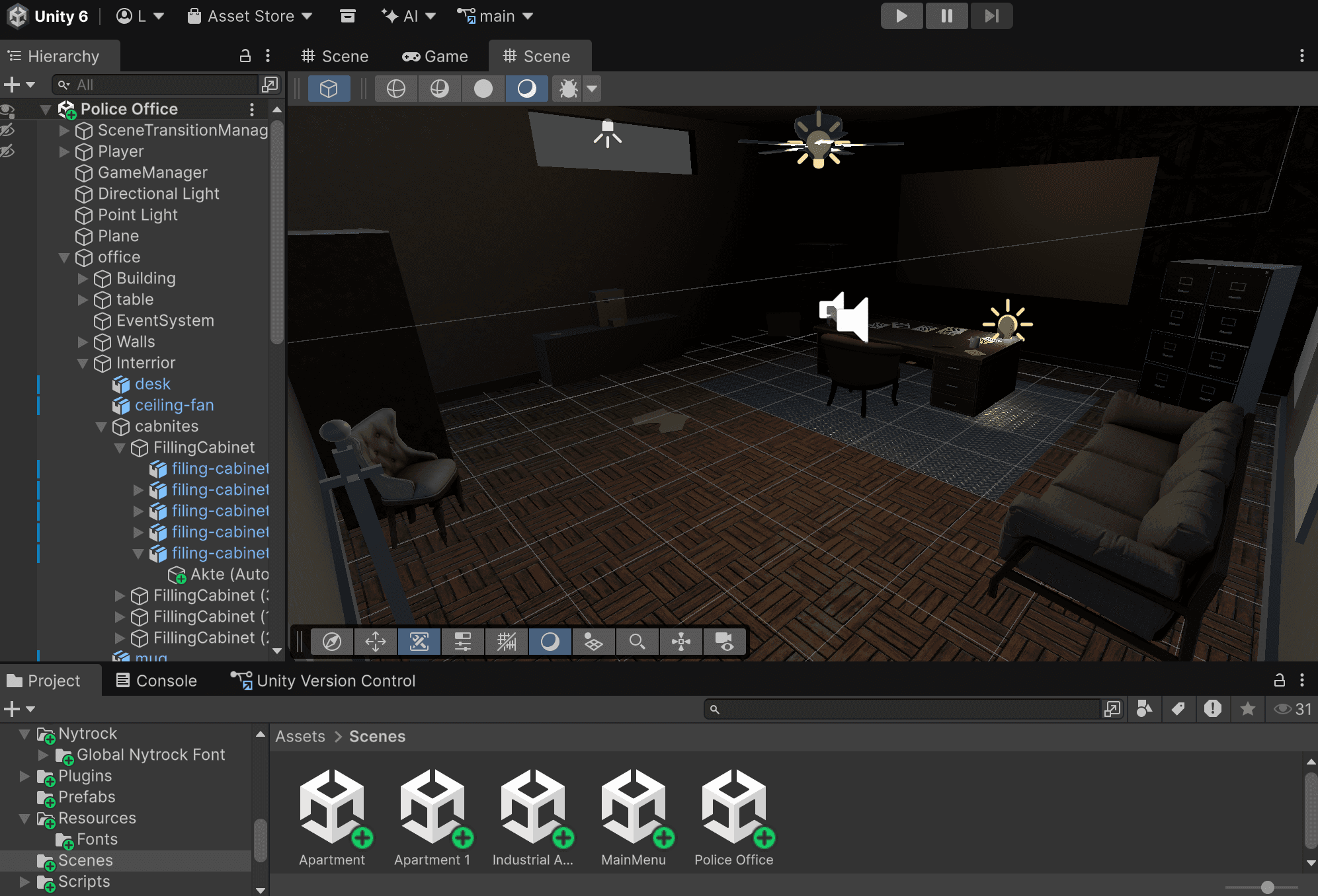 Casual Day — Police Office scene in the Unity Editor