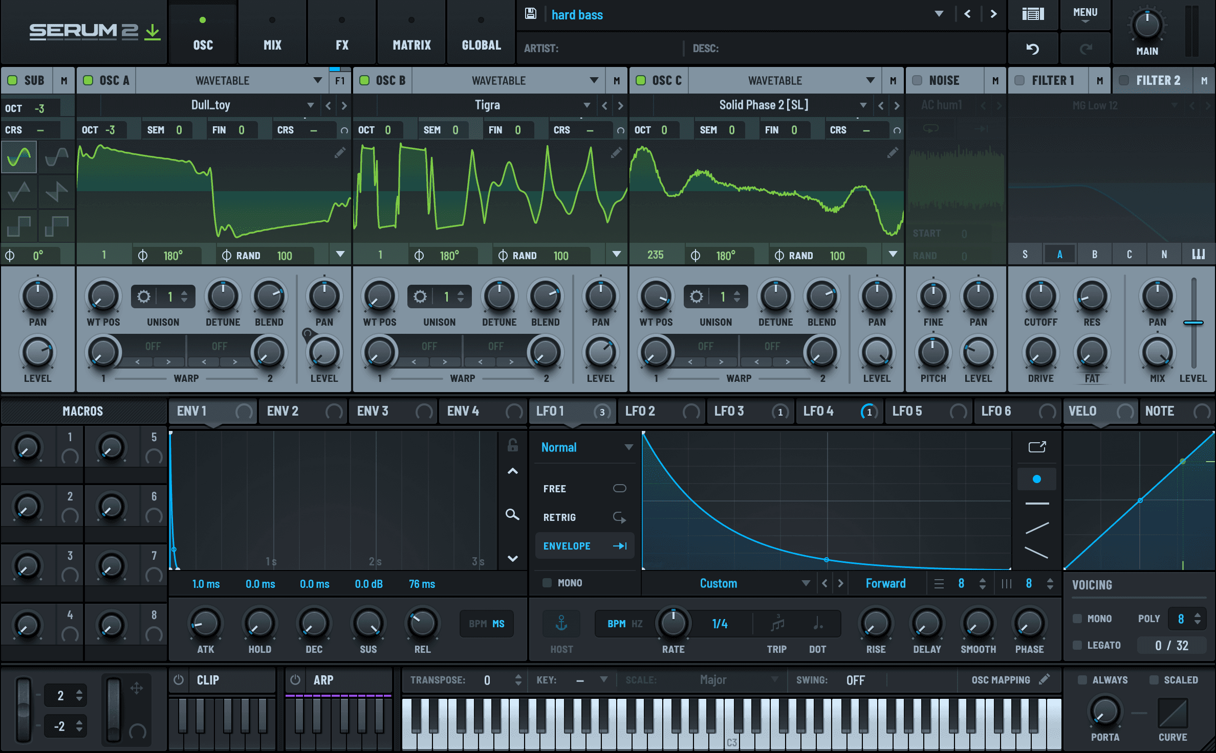 Serum 2 synthesizer showing custom oscillator shapes